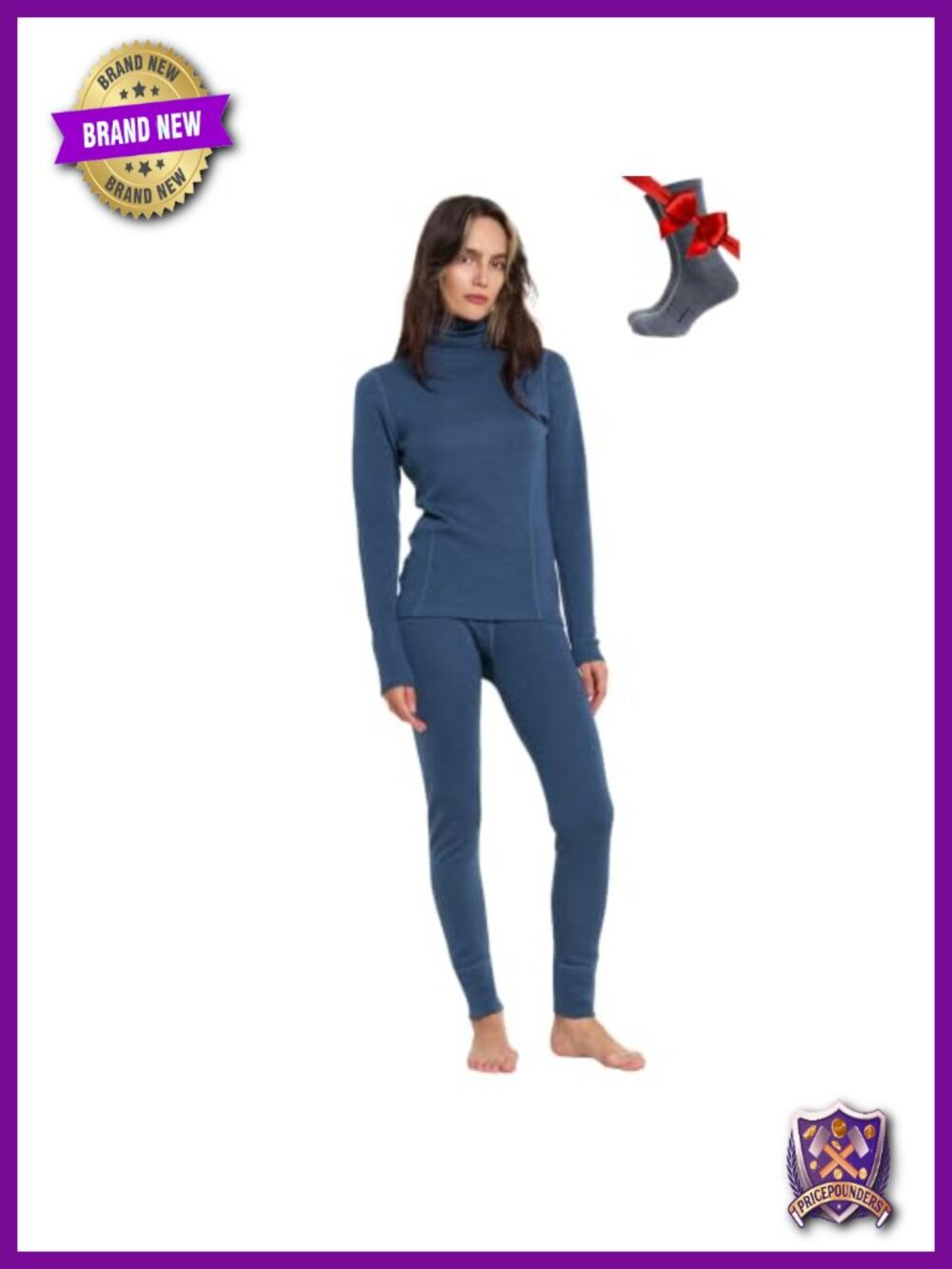 100% Merino Wool Base Layer Set Turtleneck Thermal Underwear Womens